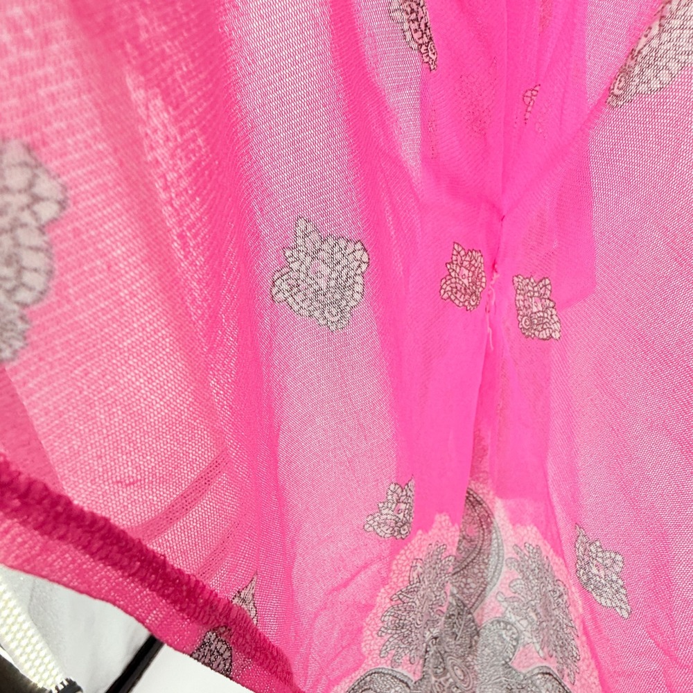 INC International Concepts Hot Pink Paisley Mesh Kaftan‎ Top V-Neck Plus 2X - Picture 4 of 7